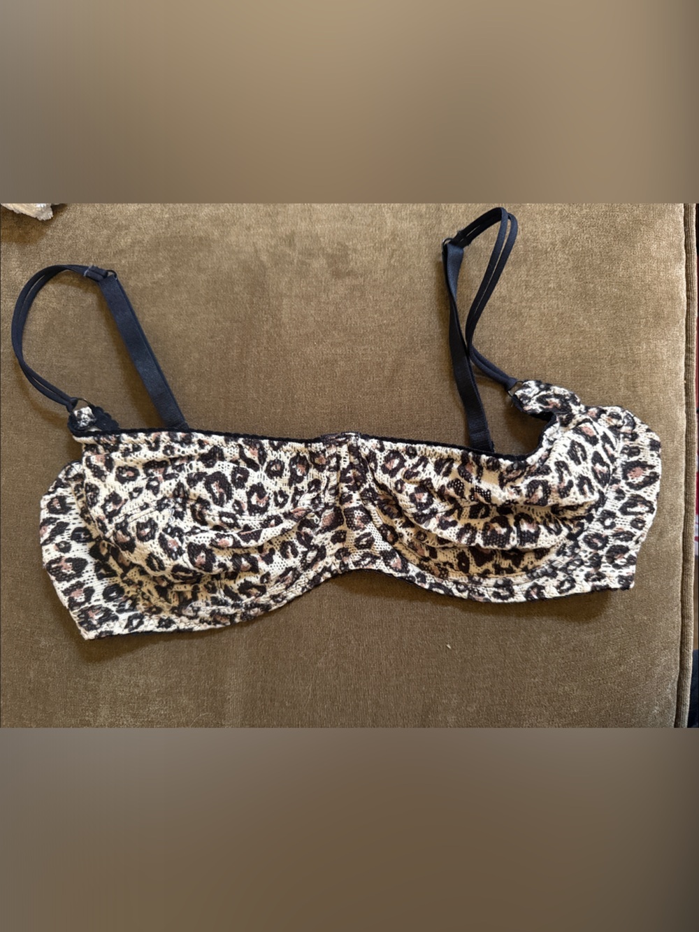 Free People Leopard Print Balconette Bra in Tan, Black, Brown